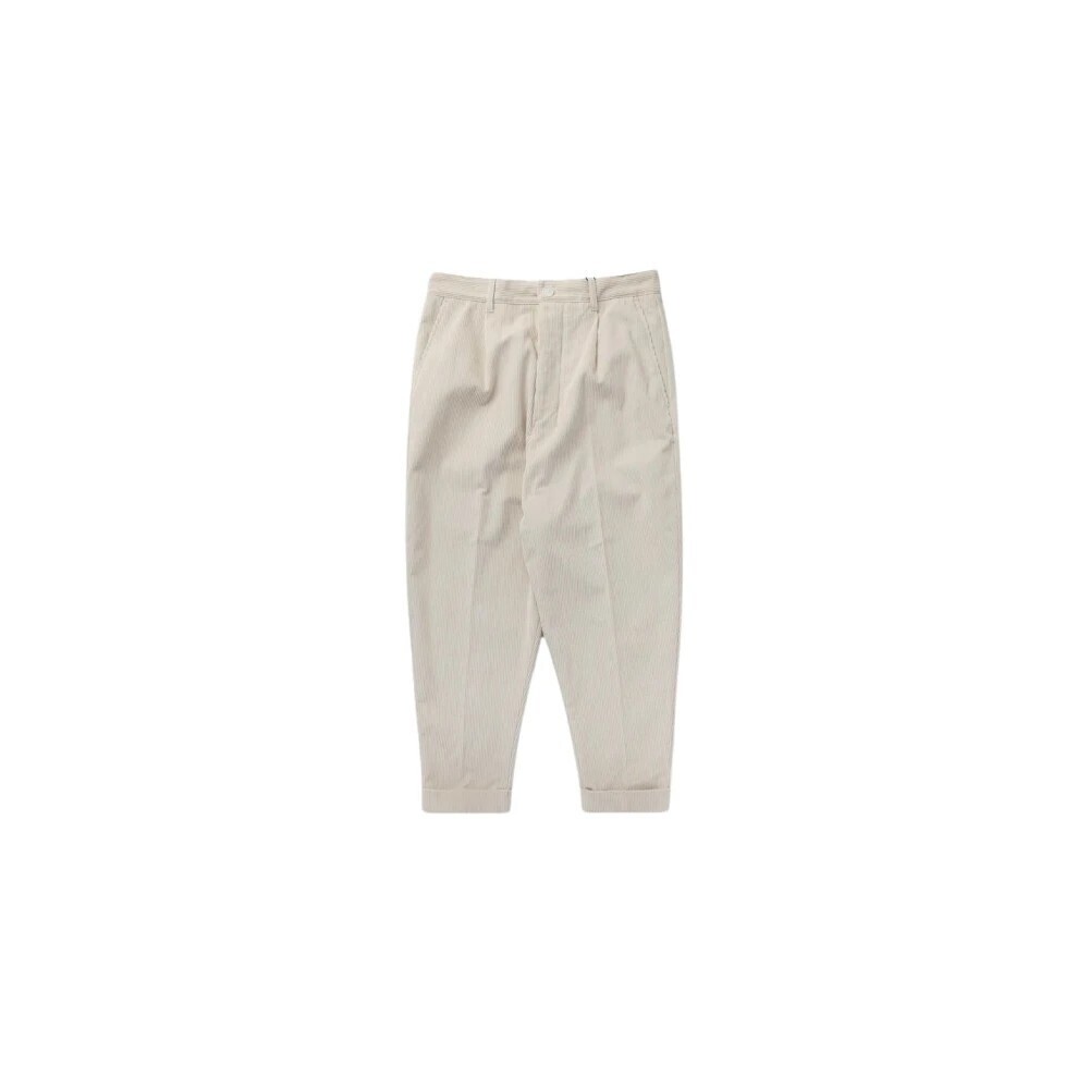 Ami Paris Men Wide Trousers Corduroy Carrot Pants with Pleats,Beige S